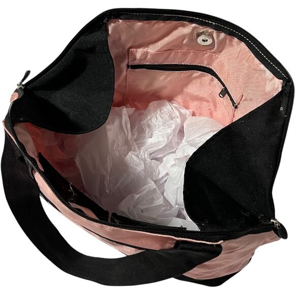 Adidas Pink Duffel Bag Black Trim Gym Travel Sports Tote - Picture 8 of 11